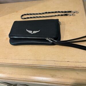 Zadig & Voltaire women’s rock nano studded black calf leather bag